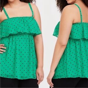Torrid Green Ruffled Sleeveless Tank Top